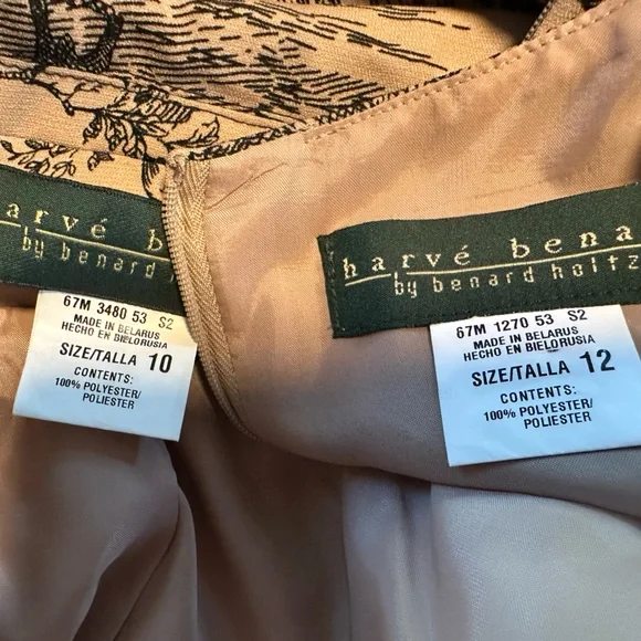 Harvé Benard Toile de Jouy Blazer Jacket & Sheath Dress Two Piece Suit 10/12 - Picture 8 of 16